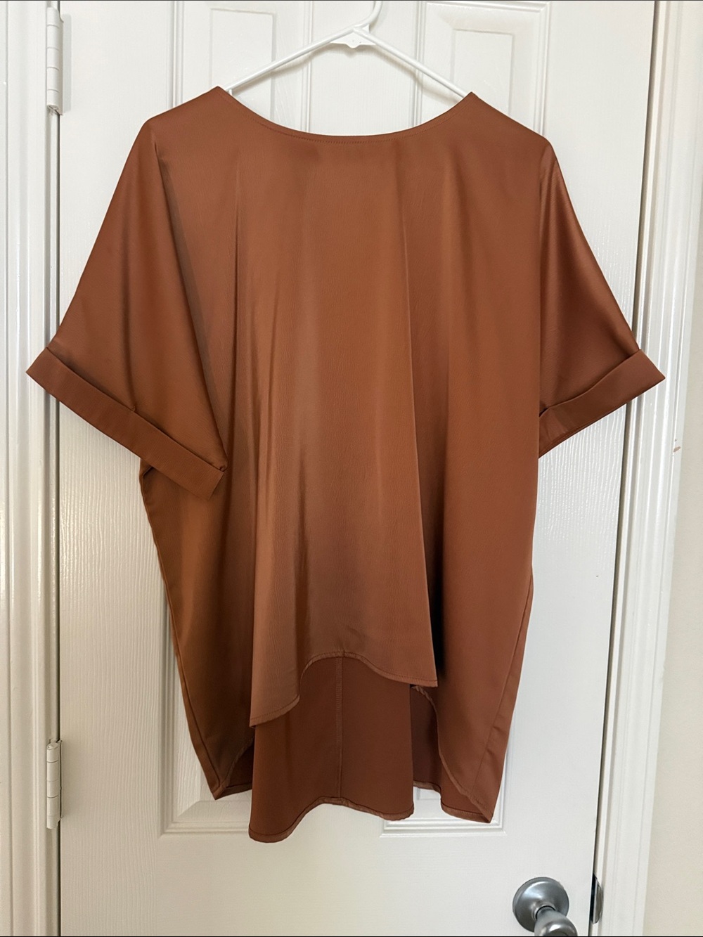 glam Oversized Draped Tunic Top - Rust Brown